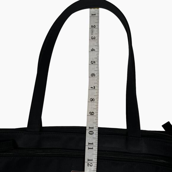 Vintage Guess Shoulder Bag Black Nylon Tote Double Handle Silver Tone Logo Y2K - Picture 10 of 11